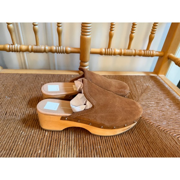 Dolce Vita Shoes - Dolce Vita Brown Suede Wooden Clogs Studded Mule Sandals Womens 9